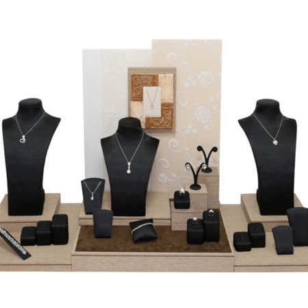 creamy-white and black color Jewelry Display set