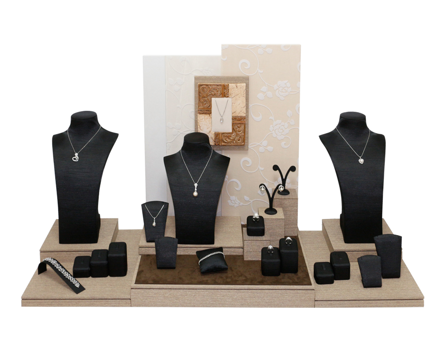 creamy-white and black color Jewelry Display set