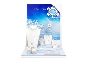 藍白色星空雪花珠寶飾品陳列道具套組
