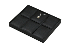 黑色泰絲布珠寶飾品展示櫃內部陳列六格墜盤