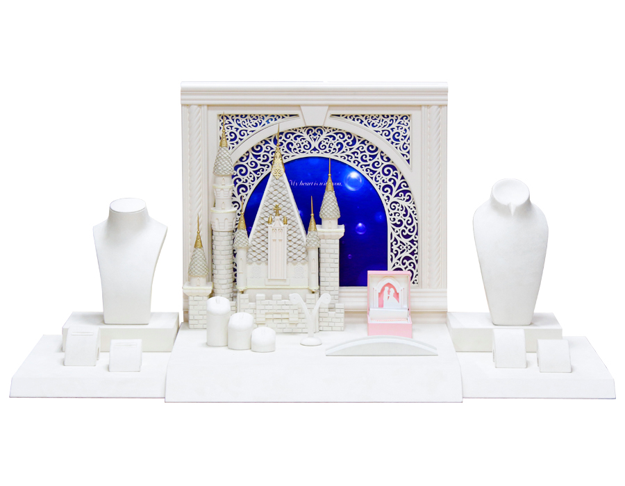 European style white castle unilateral jewelry display set