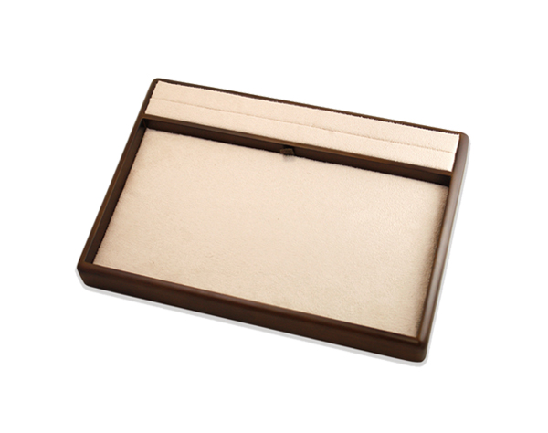 PU皮革米色棕色飾品展示櫃內部胡桃木交易盤