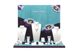 blue white and purple color Monet''s Garden Jewelry Display set