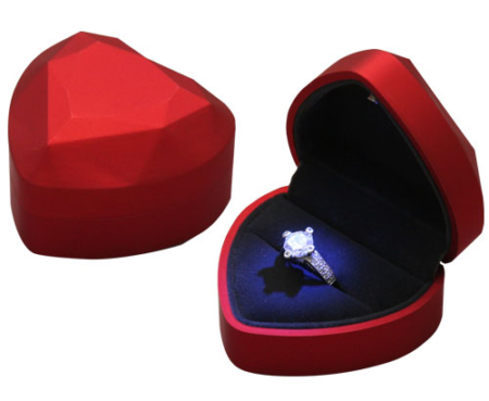 心型LED燈戒盒-紅