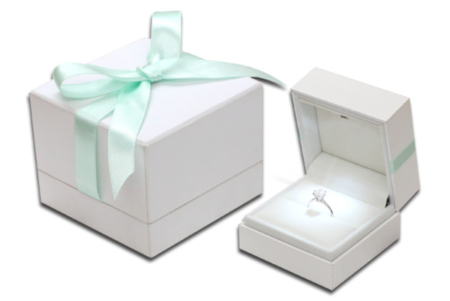 BJQ11R LED燈白色戒指盒 婚戒盒 戒指盒