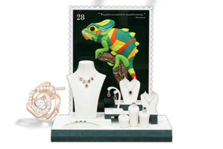 Handmade 3D Chameleon Jewelry Window Display Set
